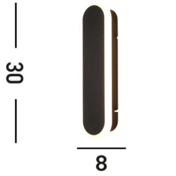 Aplique LED para exterior Bordo Oval, altura 30 cm, aluminio negro