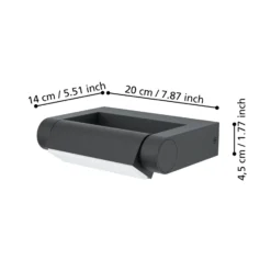 Aplique LED para exterior Brianza, negra, 20 cm de ancho, metal