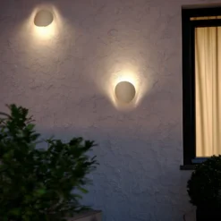 Aplique LED para exterior Briale, color arena, altura 20 cm, metal