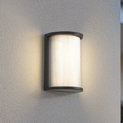 Aplique LED para exterior Calvik de Lindby, negro, estriado, IP44