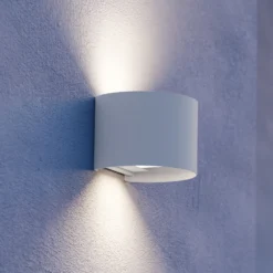 Aplique LED para exterior Calpino 3, blanco, 14 cm de ancho, 2 luces.