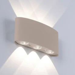 Aplique LED para exterior Carlo de Paul Neuhaus, 17 cm, color arena