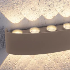 Aplique LED para exterior Carlo de Paul Neuhaus, 27 cm, color arena