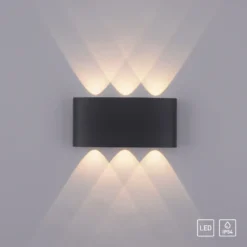 Aplique LED para exterior Carlo de Paul Neuhaus, 17 cm, negro