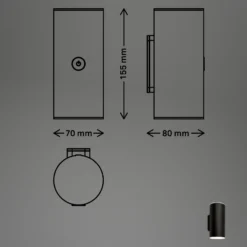 Aplique LED para exterior con batería 3786015, negro Regulador táctil de