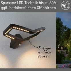 Aplique LED para exterior con sensor Alara de Paulmann, antracita, IP44