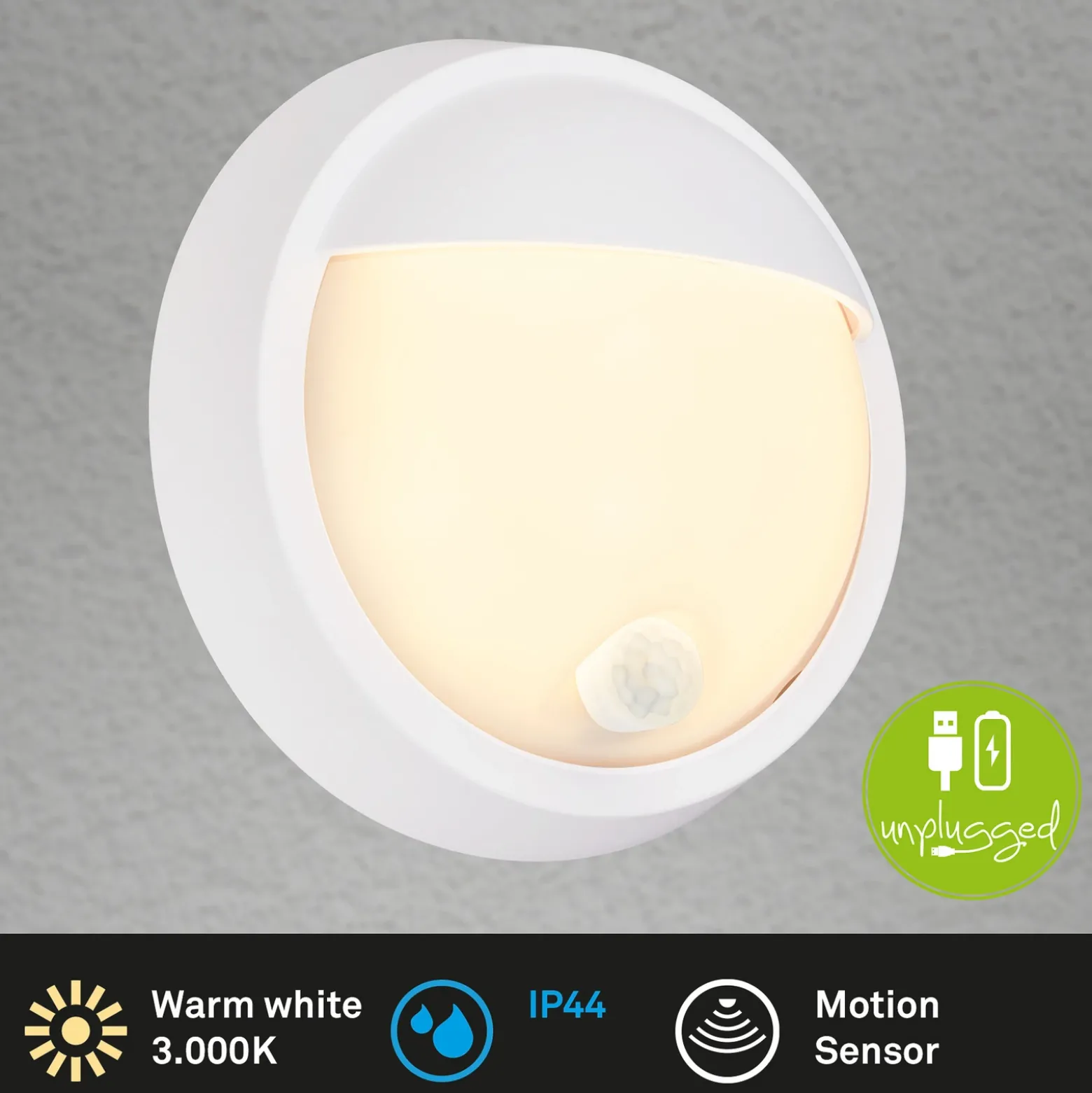 Aplique LED para exterior con batería 3785016 blanco Detector de movimiento Ø