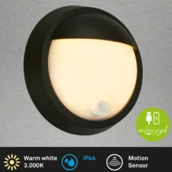 Aplique LED para exterior con batería 3785015 negro Detector de movimiento 17 cm