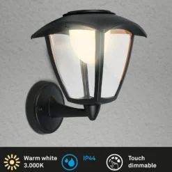 Aplique LED para exterior con batería 3929015, negro, regulador táctil