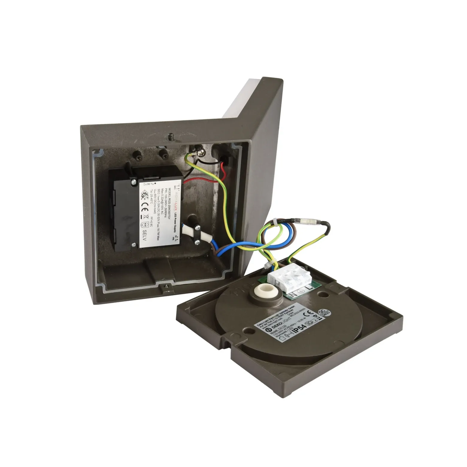 Aplique LED para exterior con sensor Tucanae, gris, altura 22 cm, IP54