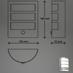 Aplique LED para exterior con batería 3795014, color cromo, sensor, IP44