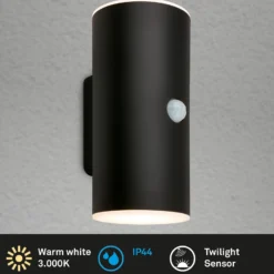 Aplique LED para exterior con batería 3787015, negro, sensor, arriba/abajo