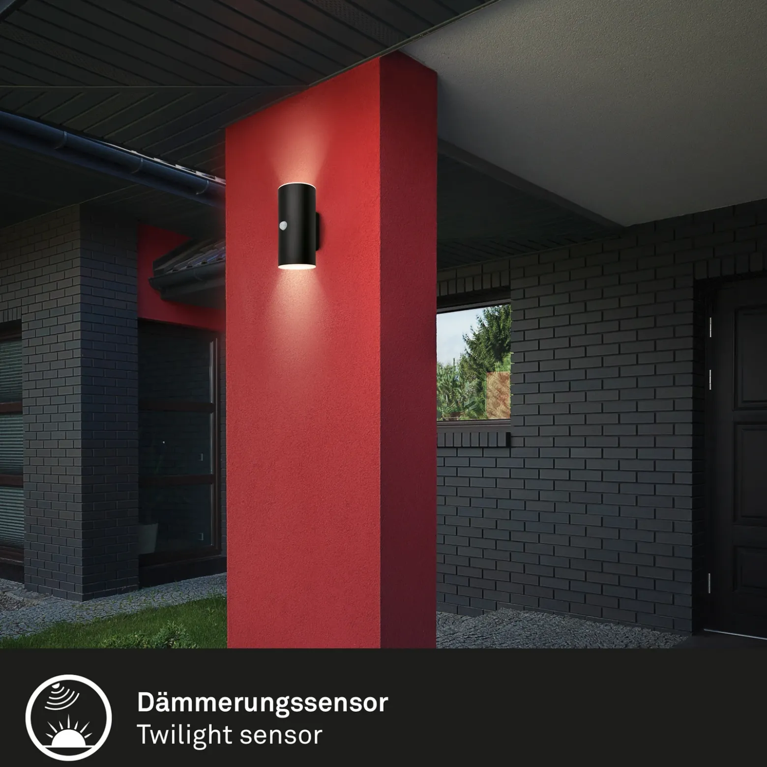 Aplique LED para exterior con batería 3787015, negro, sensor, arriba/abajo
