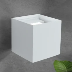 Aplique LED para exterior Cube, blanca, metal, 10 cm, arriba/abajo