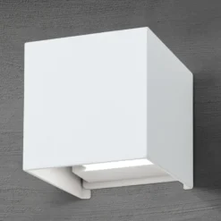 Aplique LED para exterior Cube, blanca, metal, 10 cm, arriba/abajo