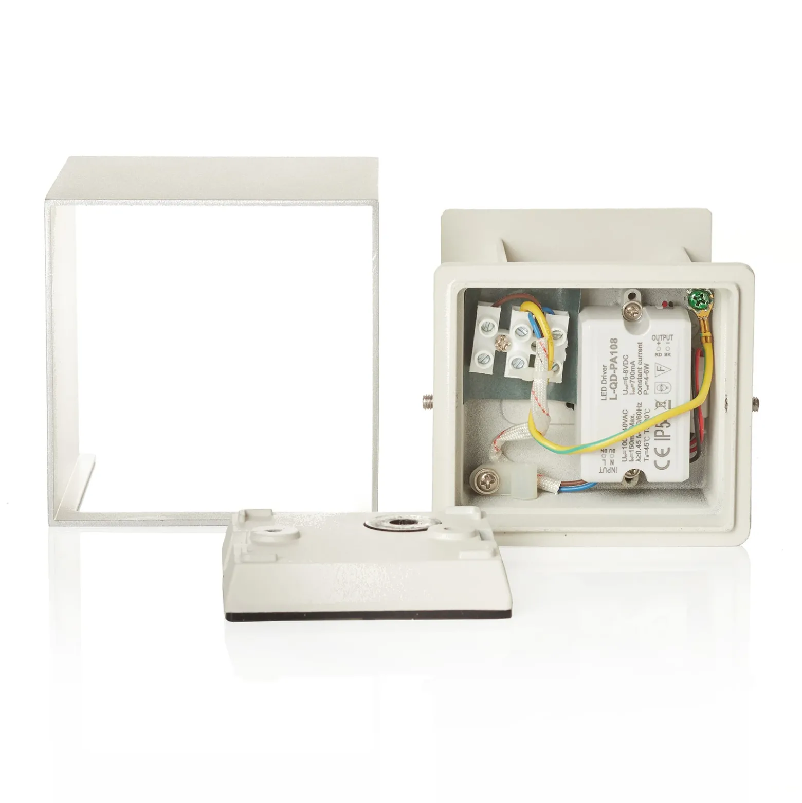 Aplique LED para exterior Cube, color aluminio, metal, 10 cm, arriba/abajo