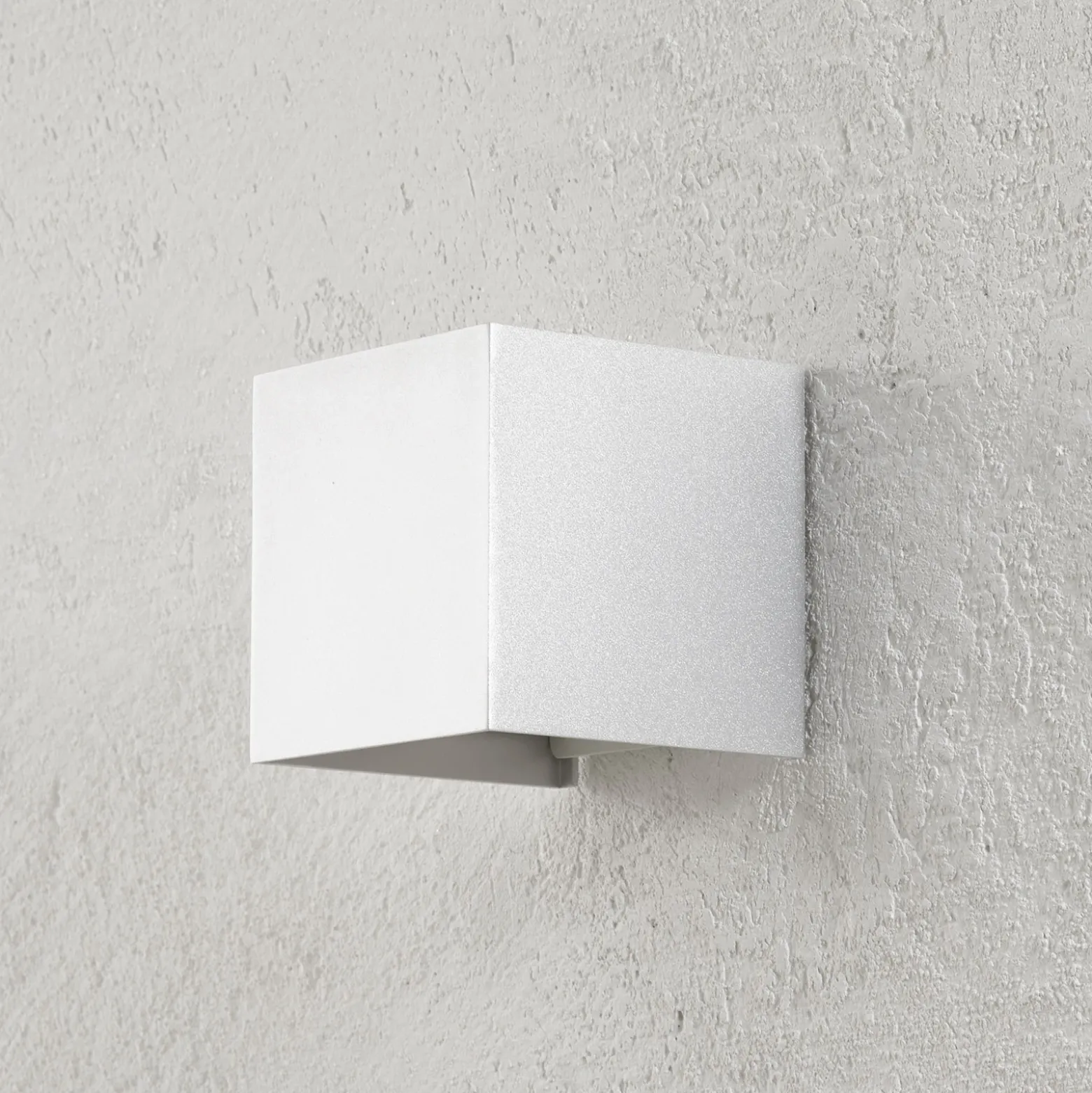 Aplique LED para exterior Cube, color aluminio, metal, 10 cm, arriba/abajo