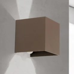 Aplique LED para exterior Cube-S, corten, metal, sensor