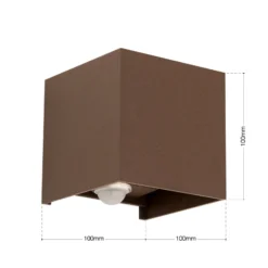 Aplique LED para exterior Cube-S, corten, metal, sensor