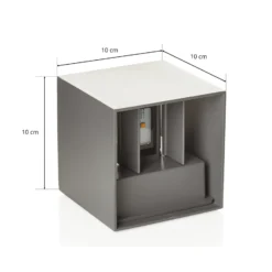 Aplique LED para exterior Cube, antracita, metal, 10 cm, arriba/abajo