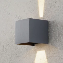 Aplique LED para exterior Cube, antracita, metal, 10 cm, arriba/abajo