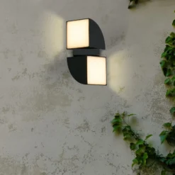 Aplique LED para exterior Dakota, negro, altura 21 cm, 2 luces