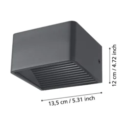 Aplique LED para exterior Doninni 1, negro, ancho 13 cm, 2 luces.