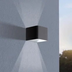 Aplique LED para exterior Doninni 1, negro, ancho 13 cm, 2 luces.