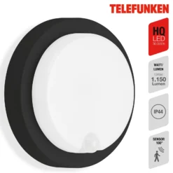 Aplique LED para exterior Dortmund Ø17cm negro