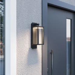 Aplique LED para exterior Ferdinand de Lucande, gris, metal, 38 cm