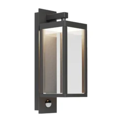 Aplique LED para exterior Ferdinand de Lucande, sensor, gris oscuro