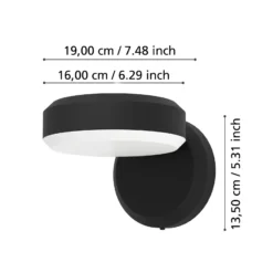 Aplique LED para exterior Fornaci, negra, 16 cm de ancho, metal