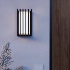 Aplique LED para exterior Genovese, negro, altura 24 cm, metal