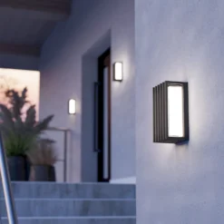 Aplique LED para exterior Genovese, negro, altura 24 cm, metal