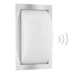 Aplique LED para exterior Ivett, acero inoxidable, sensor