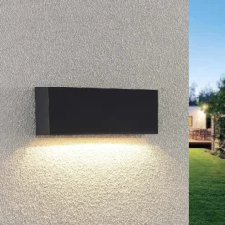 Aplique LED para exterior Jarte de Lindby, 24 cm, down, gris, IP65