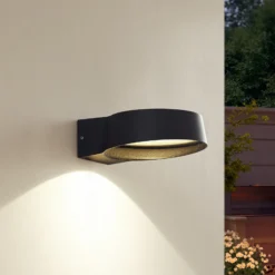 Aplique LED para exterior Jesiba de Lindby, antracita, aluminio, Ø 16 cm