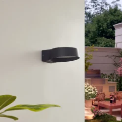 Aplique LED para exterior Jesiba de Lindby, antracita, aluminio, Ø 16 cm