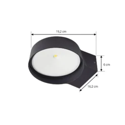 Aplique LED para exterior Jesiba de Lindby, antracita, aluminio, Ø 16 cm