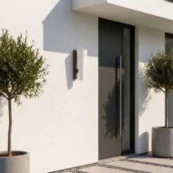 Aplique LED para exterior Jovra de Lucande, acero Corten, altura 32 cm