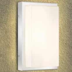 Aplique LED para exterior Julea, acero inoxidable, cristal