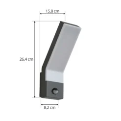 Aplique LED para exterior Korvik de Lindby, 26 cm, antracita, sensor