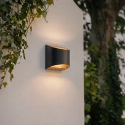 Aplique LED para exterior Lenore de Lindby, negro, metal, 13,5 cm