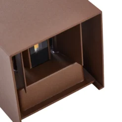 Aplique LED para exterior Lindby Nivar, angular, color óxido, 10 cm, IP54