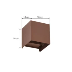 Aplique LED para exterior Lindby Nivar, angular, color óxido, 10 cm, IP54