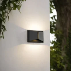 Aplique LED para exterior Lindby Anlira, negro, Up & down, IP65