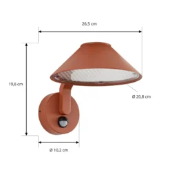 Aplique LED para exterior Lindby Capelo, color tierra, Ø 20 cm, con sensor