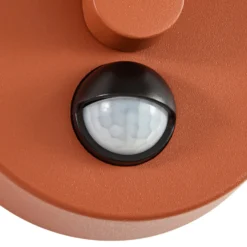 Aplique LED para exterior Lindby Capelo, color tierra, Ø 20 cm, con sensor