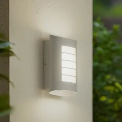 Aplique LED para exterior Lindby «Ismael», blanco, aluminio, altura 26,8 cm