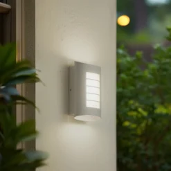 Aplique LED para exterior Lindby «Ismael», blanco, aluminio, altura 26,8 cm